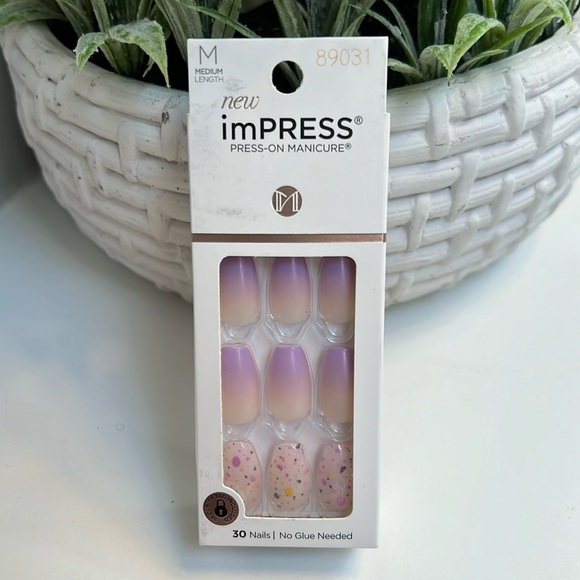 Kiss Other - Kiss Impress press on manicure purple and crystals  NWT medium length 3 for $20